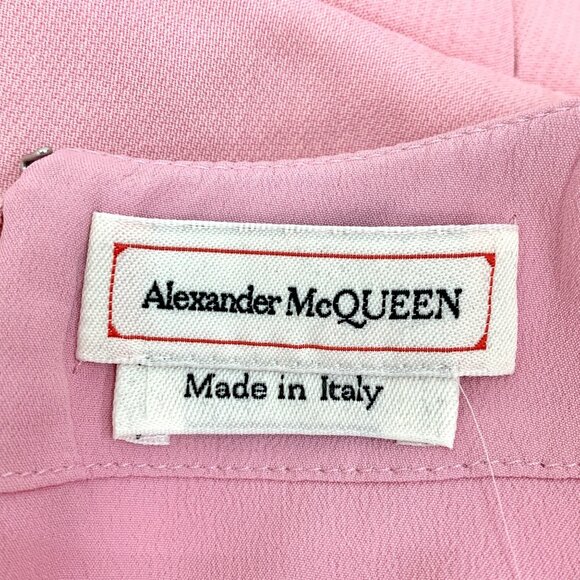 Alexander McQueen Pink Puffed-Sleeve Wool & Silk Blend Dress Size 40 Made In Ita - Picture 5 of 7